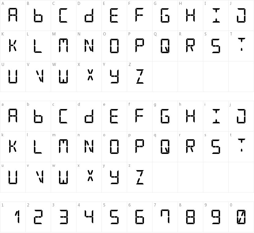 Digital Counter 7的字符映射图