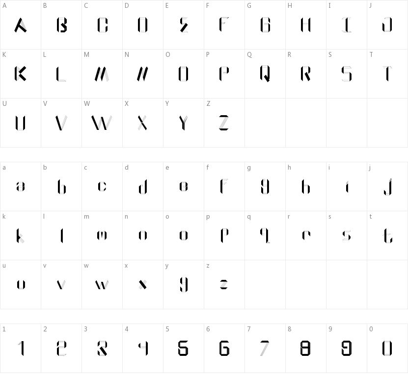 Rodriguez GeometricPaper的字符映射图