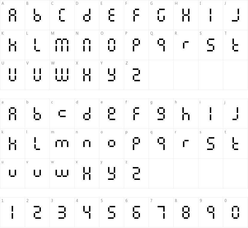 Pixel lcd machine的字符映射图