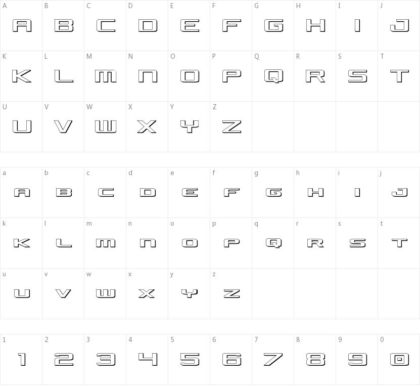 Concielian Jet的字符映射图