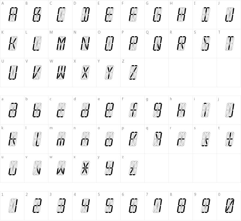 Led16sgmnt的字符映射图