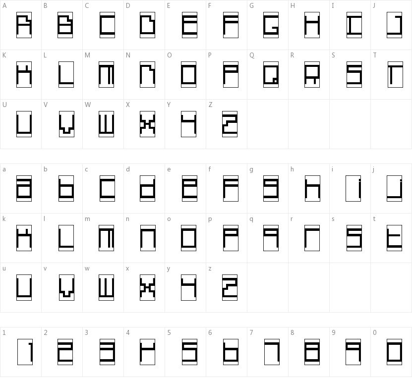 Box Top的字符映射图