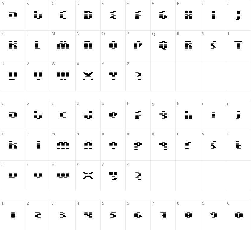 BN Moog Boy的字符映射图