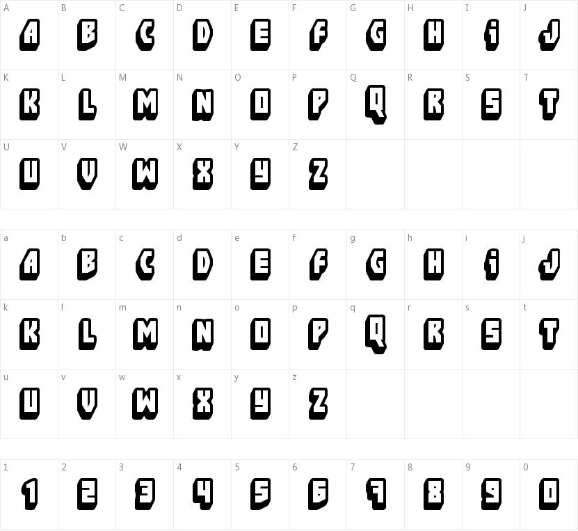 FT Blockbusta的字符映射图