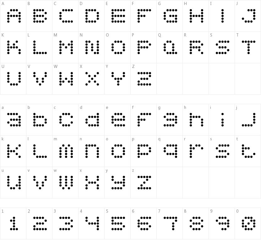 5x5 Dots的字符映射图