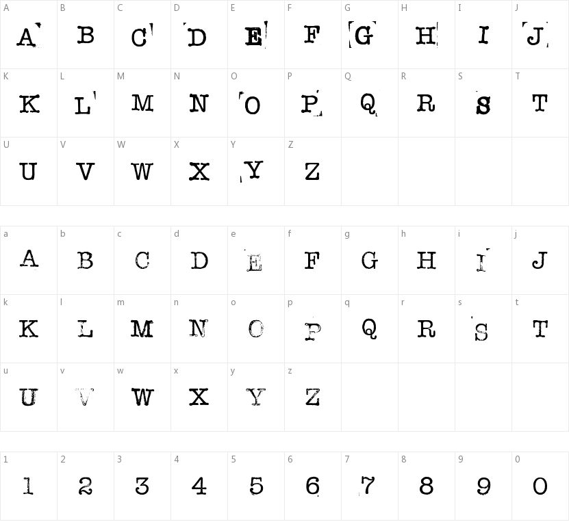 Stampwriter-Kit的字符映射图