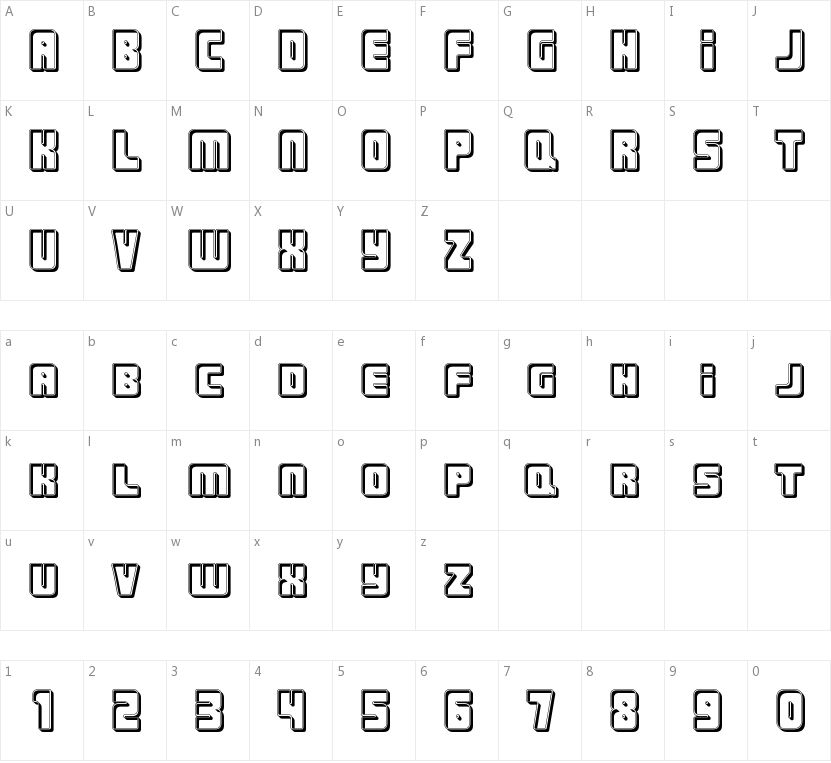 Urban Constructed的字符映射图