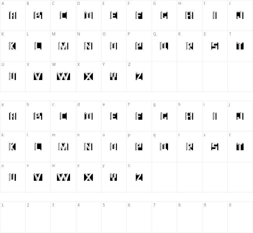Namafont的字符映射图