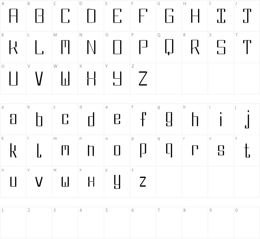 DBE Fluorine的字符映射图