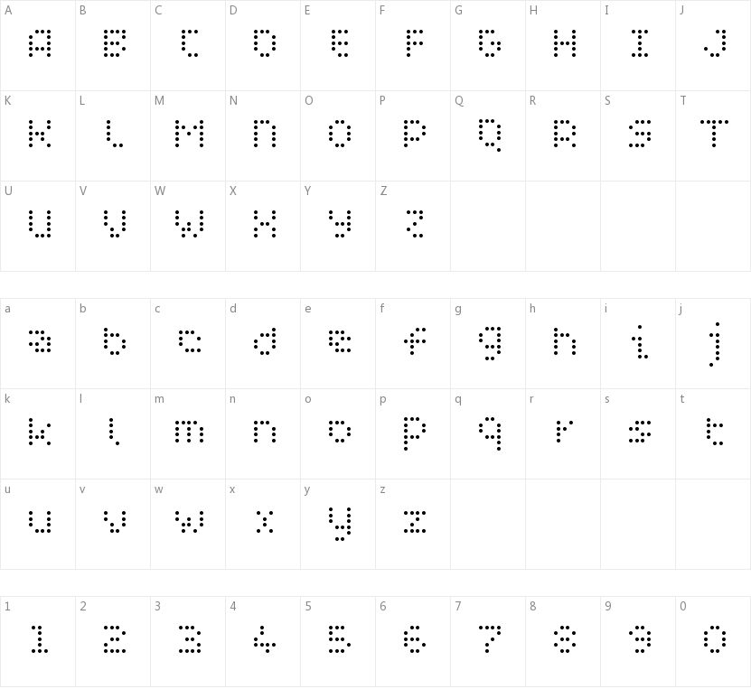 WC Pixhole Light Bta的字符映射图