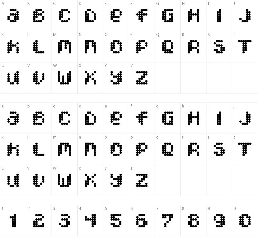 Pixcel的字符映射图