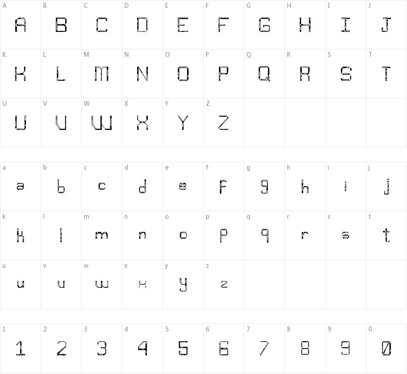 Djentfont的字符映射图