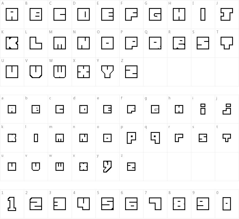 Lettres cubiques的字符映射图