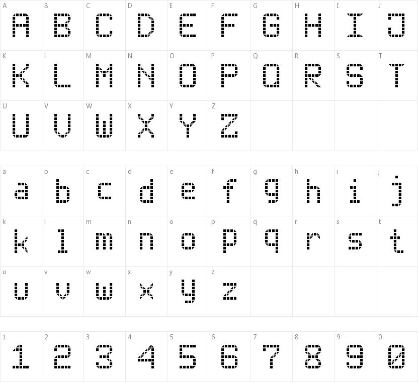 Rounded LED Board-7的字符映射图