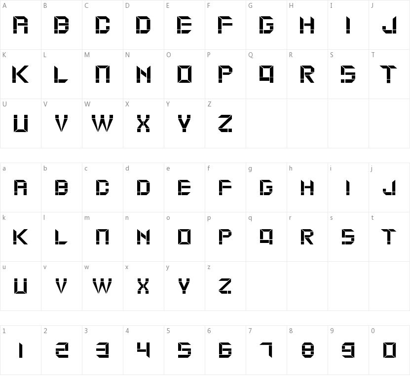 Moduldama的字符映射图