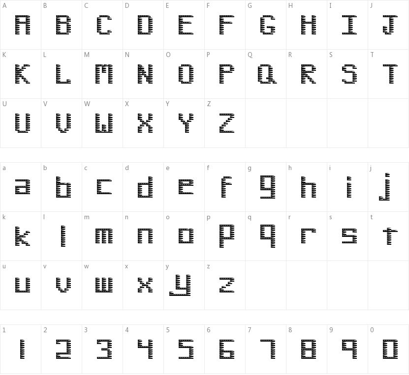Pinstripe Bitmap的字符映射图