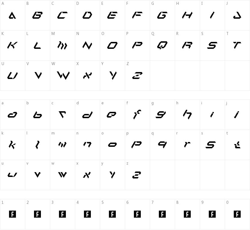 Alfamesh 001的字符映射图