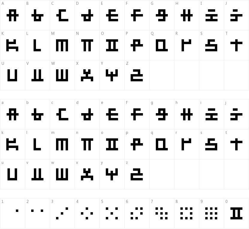 Mischstab Umbrella Patina的字符映射图