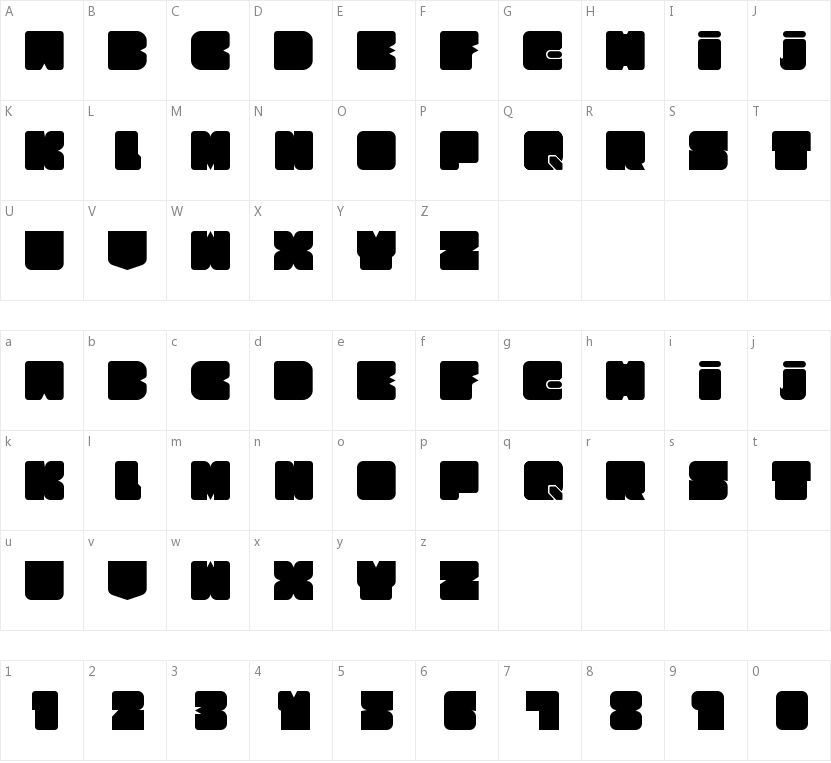 Cubesity Rounded的字符映射图