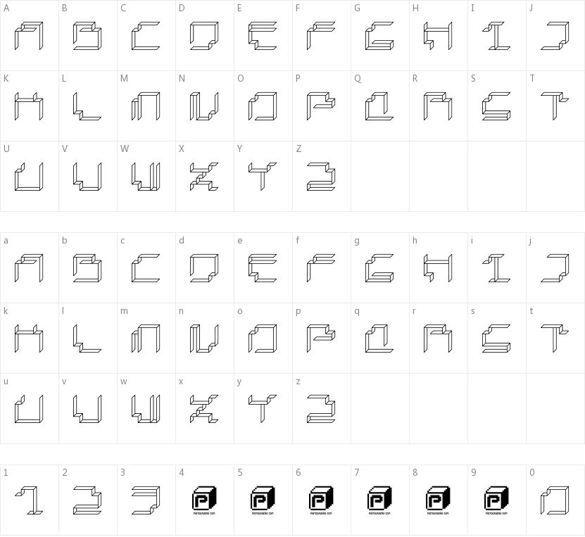 Paper Cube的字符映射图