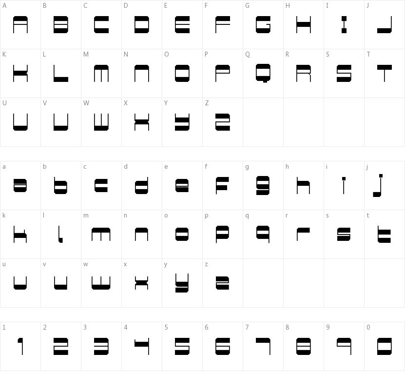 Retro Mania的字符映射图