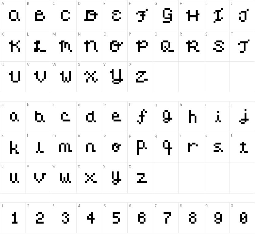 Pixel Love的字符映射图