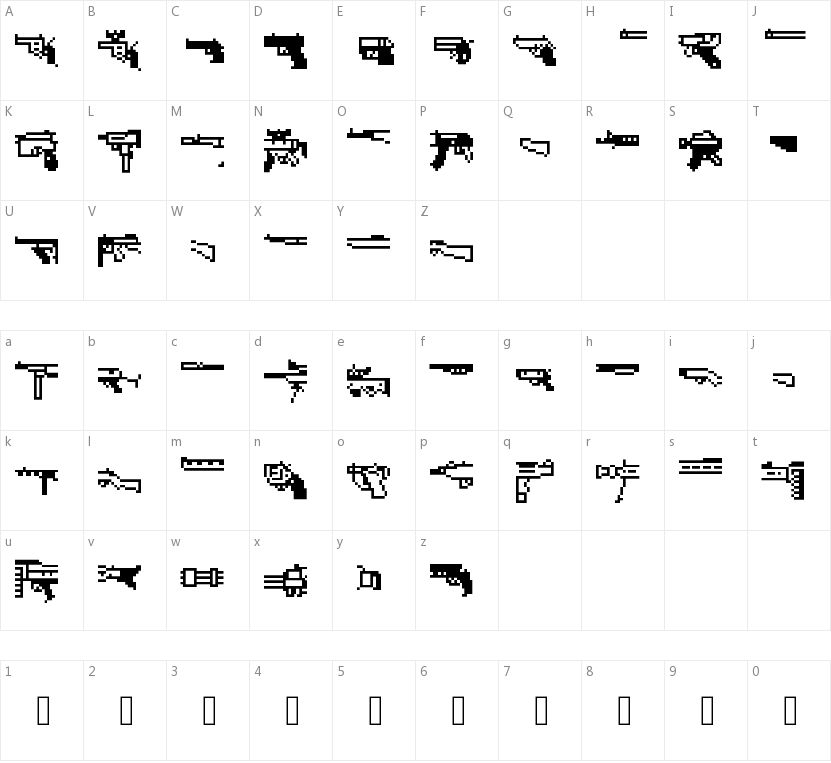 Firearm Encyclope的字符映射图