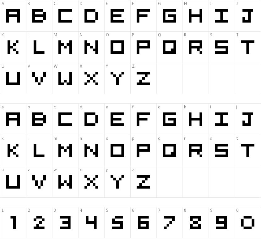 5x5 Pixel的字符映射图