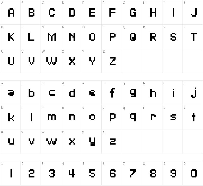 SF Pixelate的字符映射图
