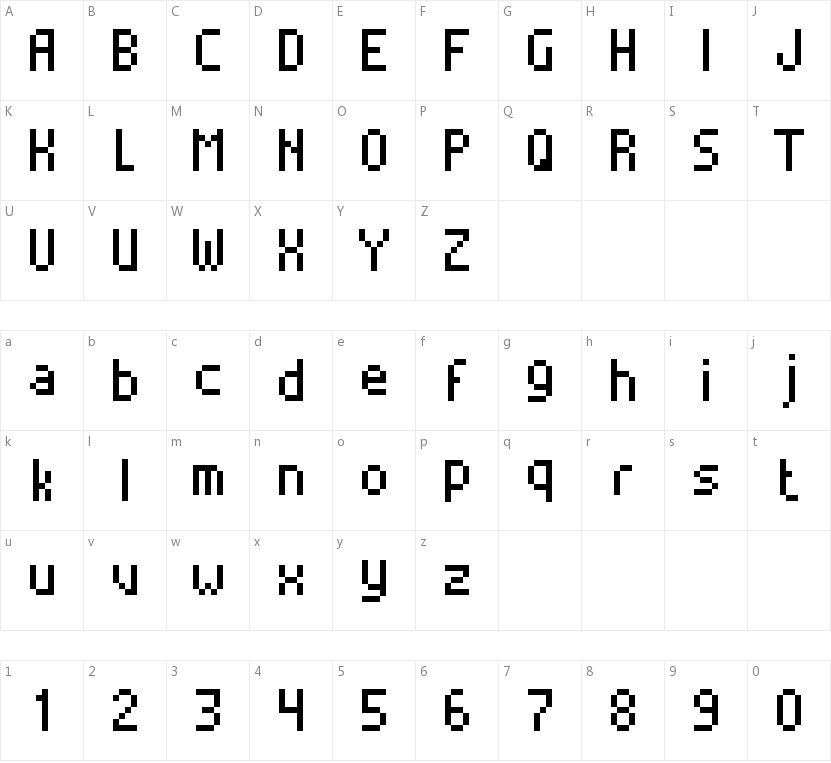 Alterebro Pixel的字符映射图