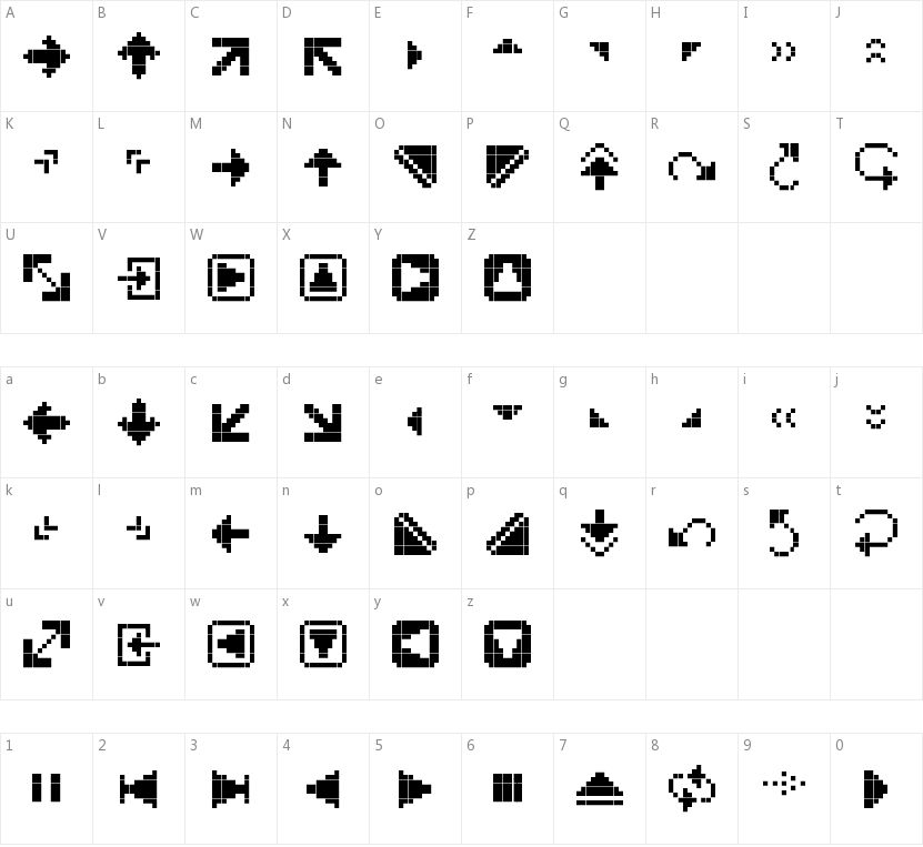 PixArrows的字符映射图