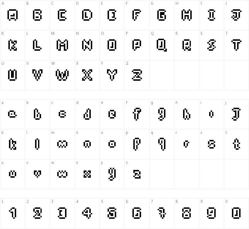PixelDart的字符映射图
