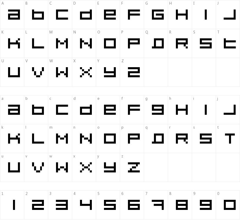 Pixeldust的字符映射图