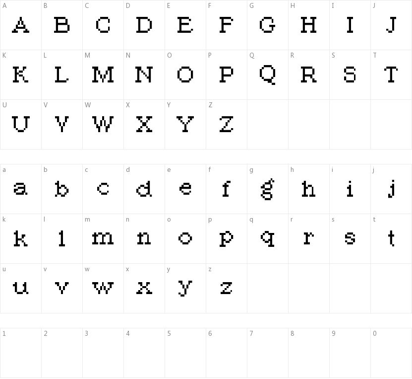PIXroma_8的字符映射图
