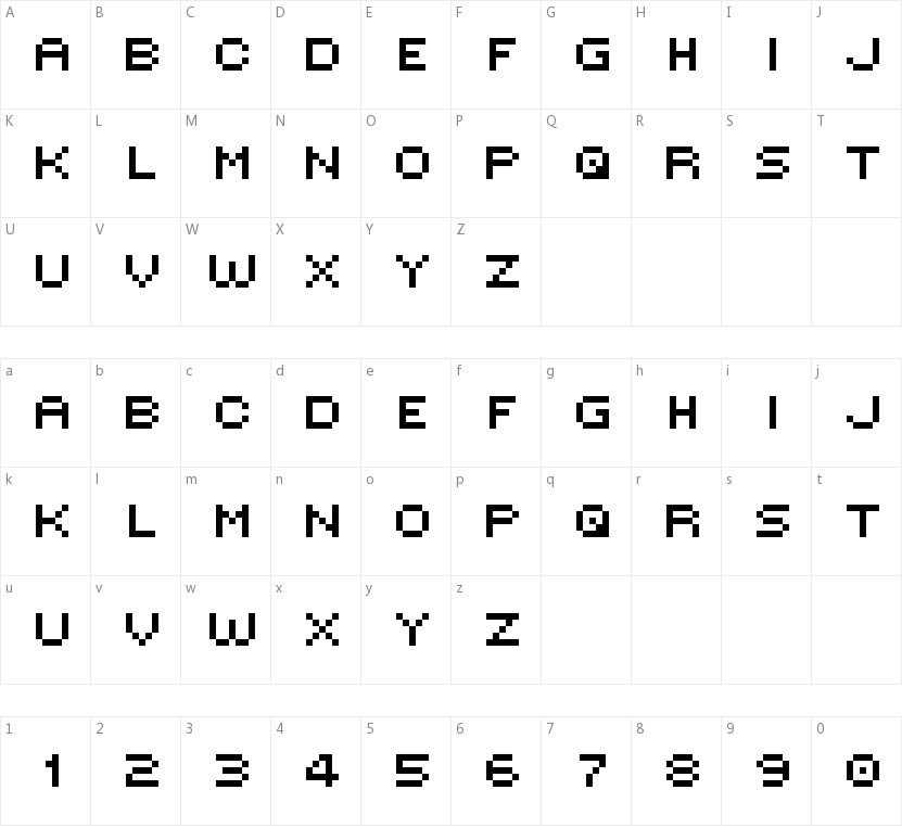 Victor's Pixel Font的字符映射图