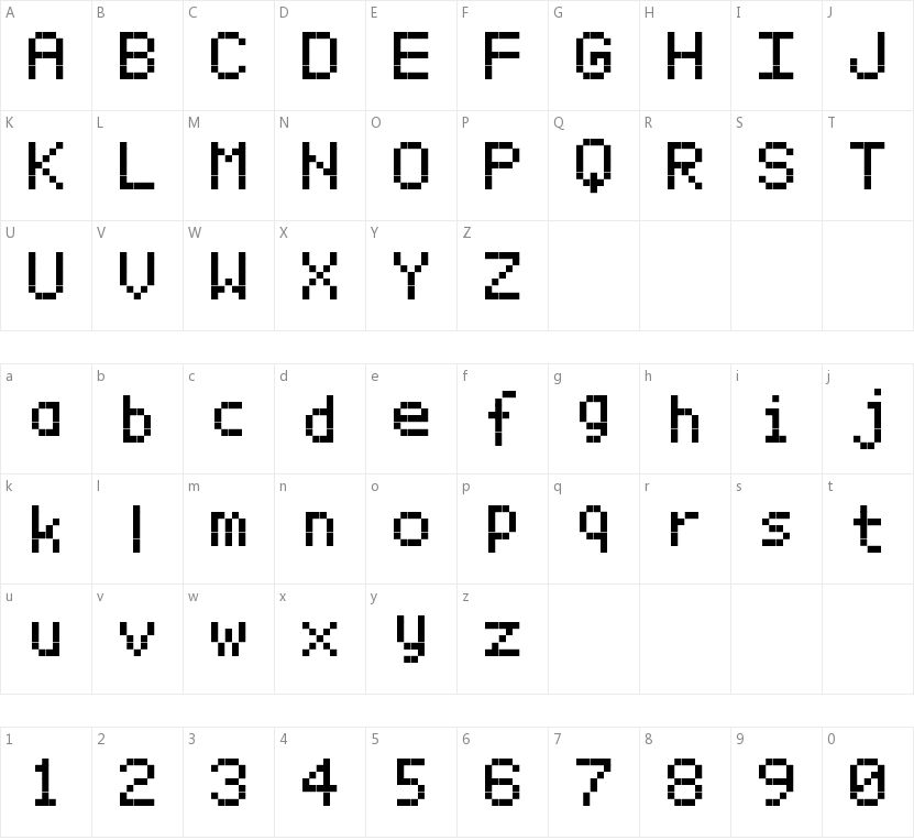 BitxMap Font TFB的字符映射图