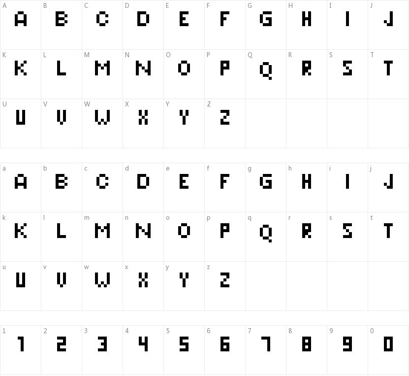 Pixeleris的字符映射图