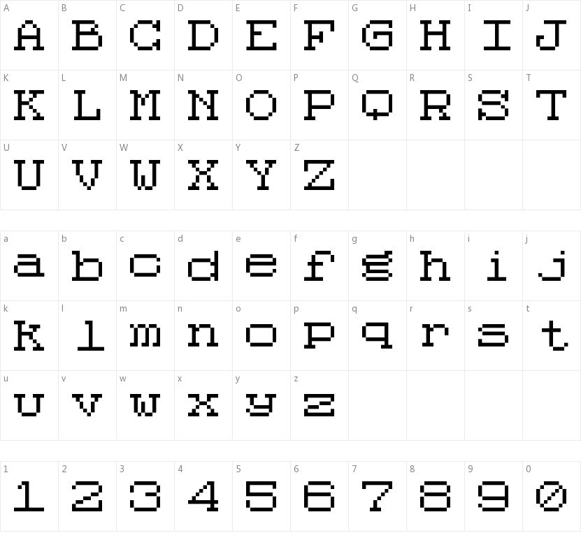 Code 8x8的字符映射图