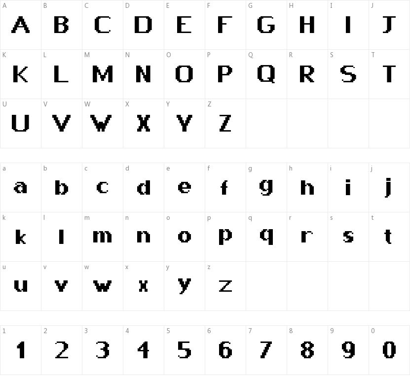 Pixway的字符映射图