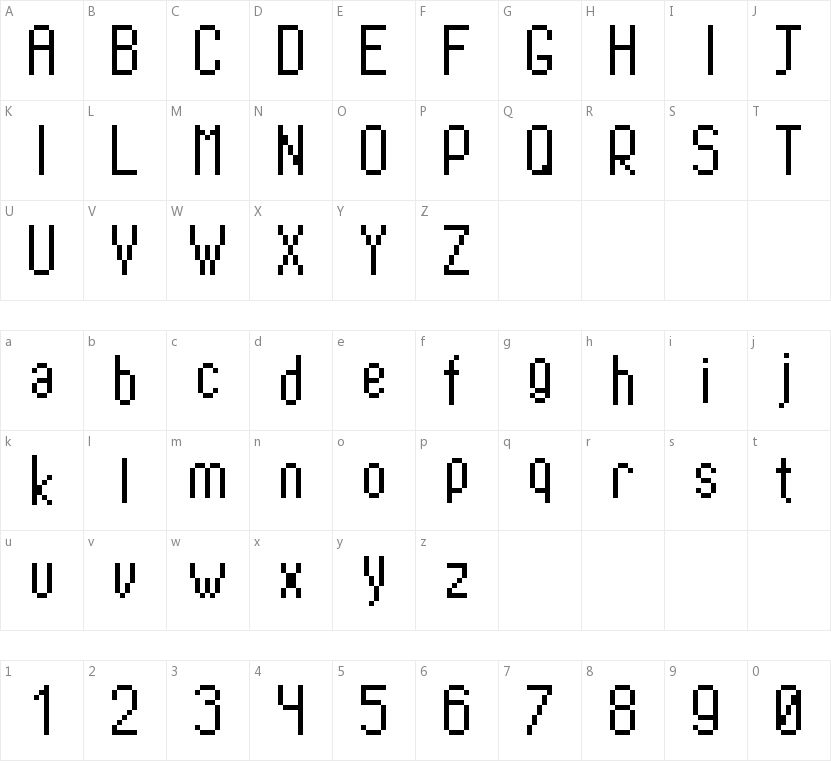 PixTall的字符映射图