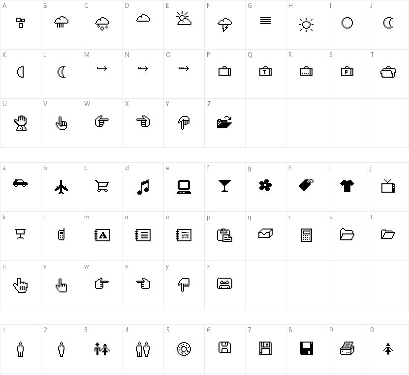 CD-Icons的字符映射图