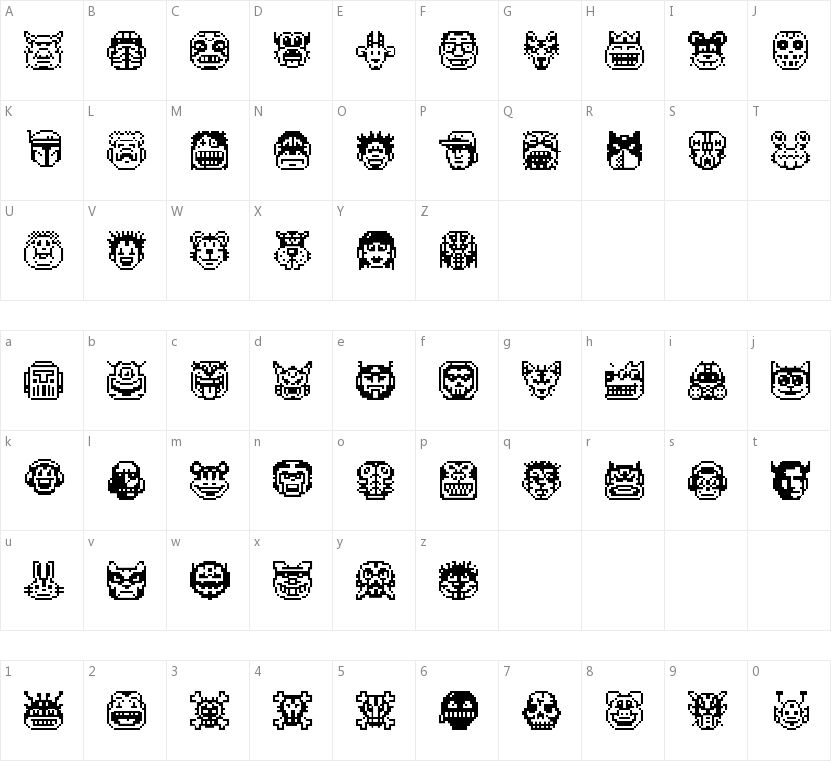 Pixel Freaks的字符映射图
