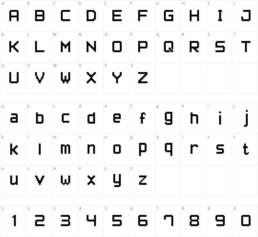 Pixel Font7的字符映射图