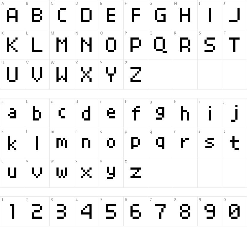Grand9K Pixel的字符映射图