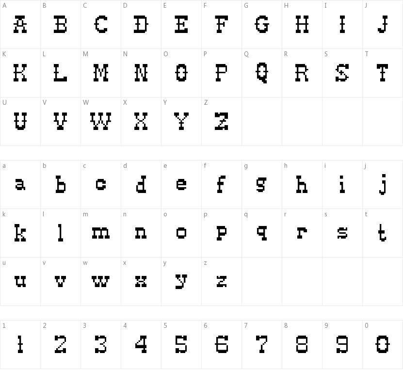 Pixel Western的字符映射图