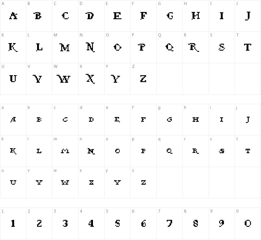 Pixel Pirate的字符映射图