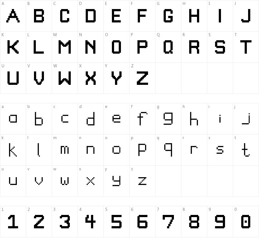 Pixel Game Font的字符映射图