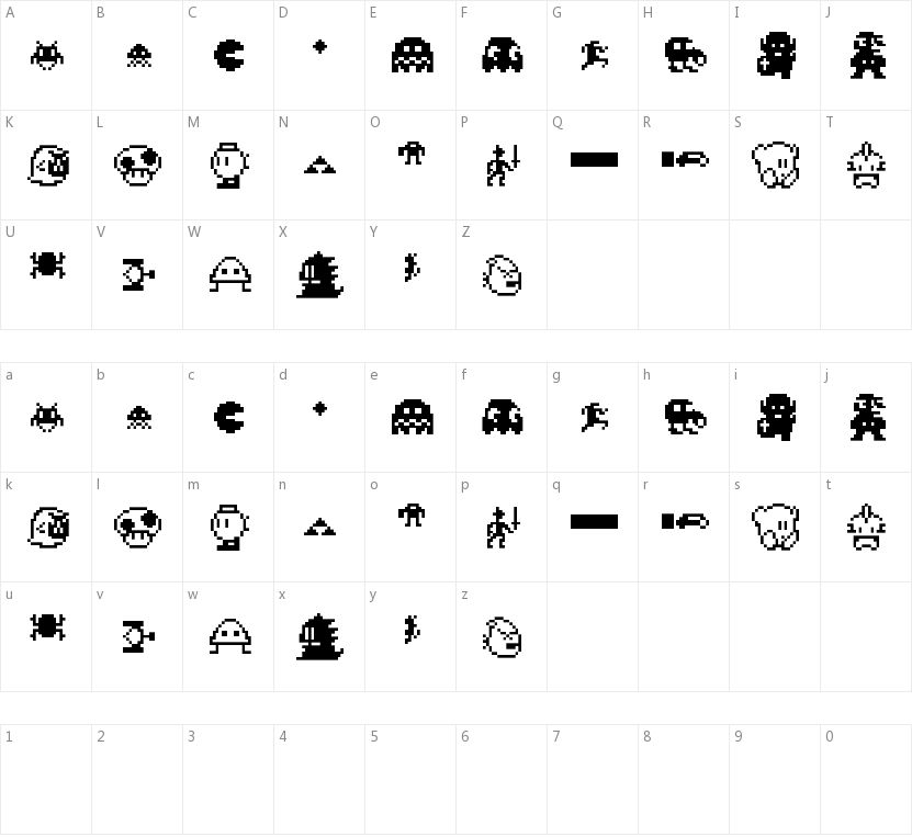 Pixel Charas的字符映射图