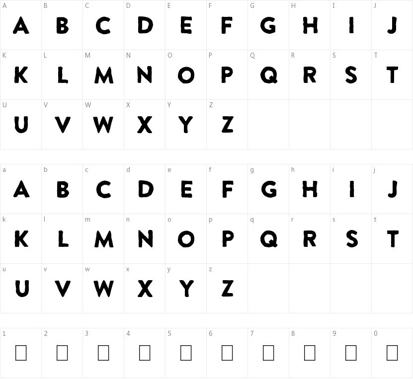 Extra Grotesque的字符映射图