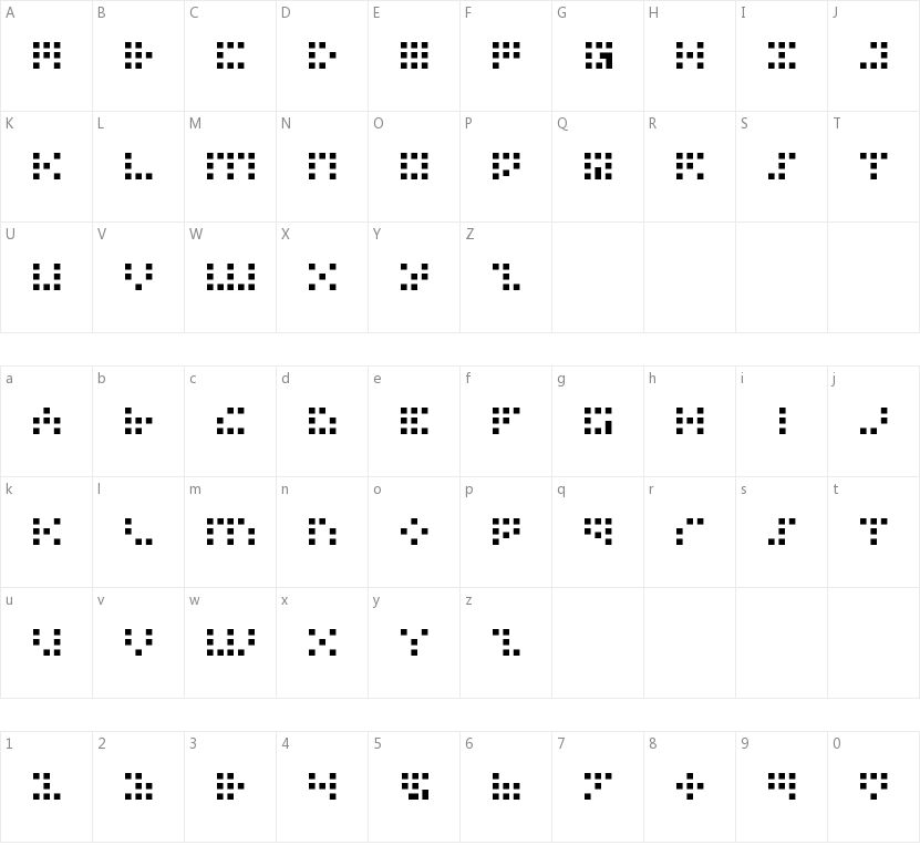 Iconian Bitmap的字符映射图